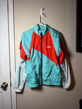 Moolah Kicks Basketball Warm Up Windbreaker Jacket Aqua Red Colorblock NWT XS